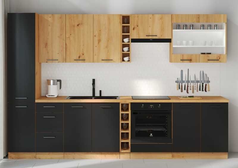 Meble kuchenne Kuchnia modułowa MODERNO Dąb ARTISAN / Czarny MAT !!