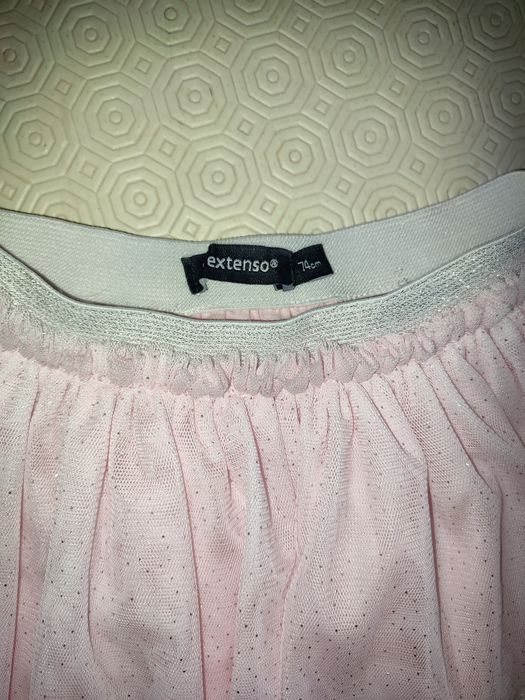 Saia rosa brilhante em tule - 12 meses