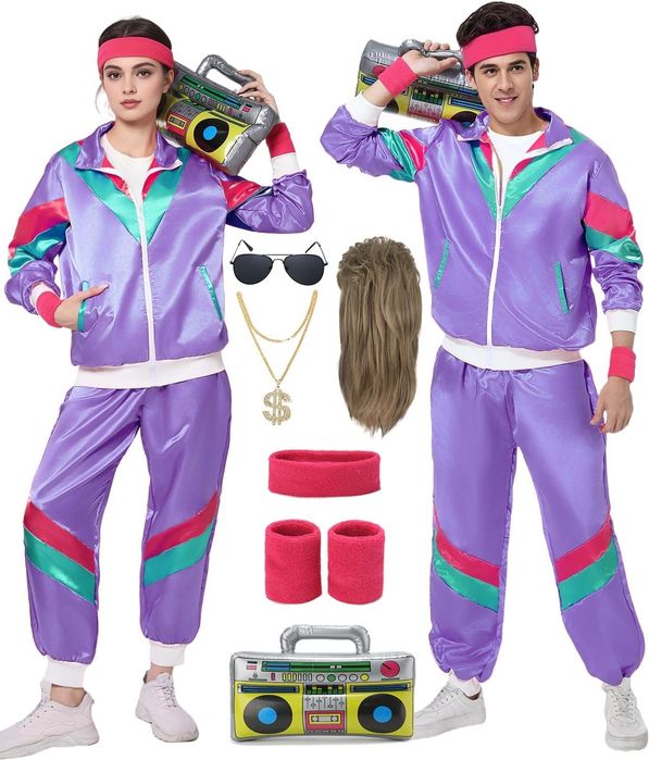 Strój Dresowy Lata 80. Unisex Z Akcesoriami Rozmiar Xxl