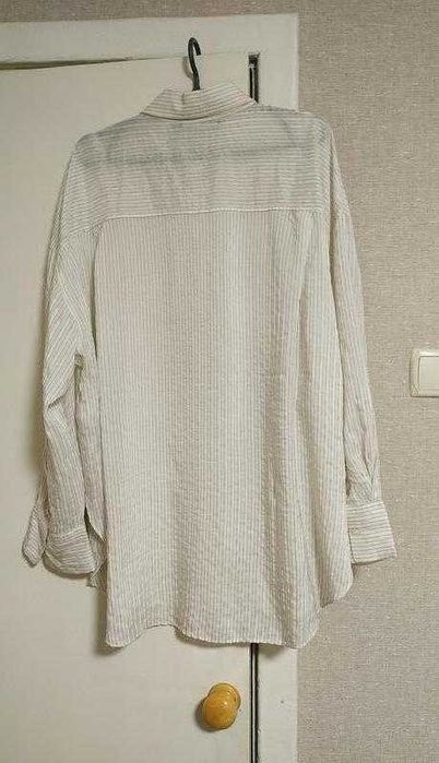 Zara новая! актуальная рубашка в полоску вискоза с хлопком