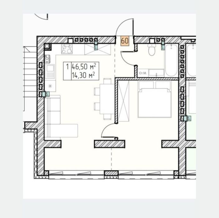 Продаж 1 кімнатної квартири з дизайнерським ремонтом + комірка в подарунок!
