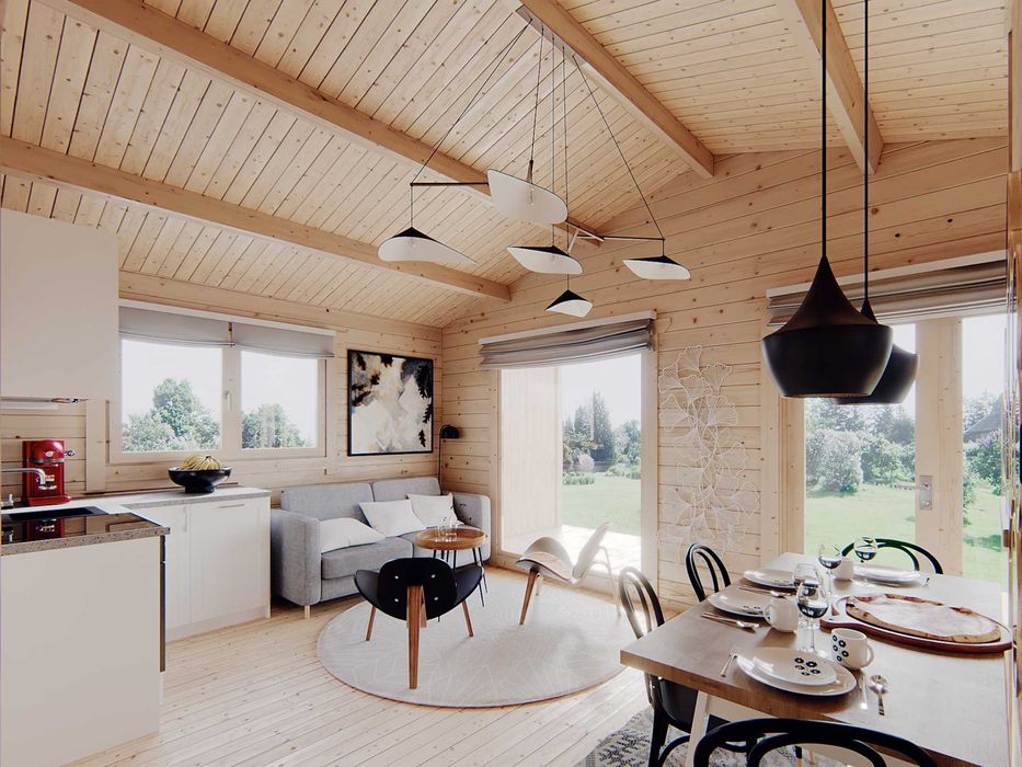 Drewniany domek letniskowy Hawana 33,6 + 11 m2 - ROD, ośrodek, działka