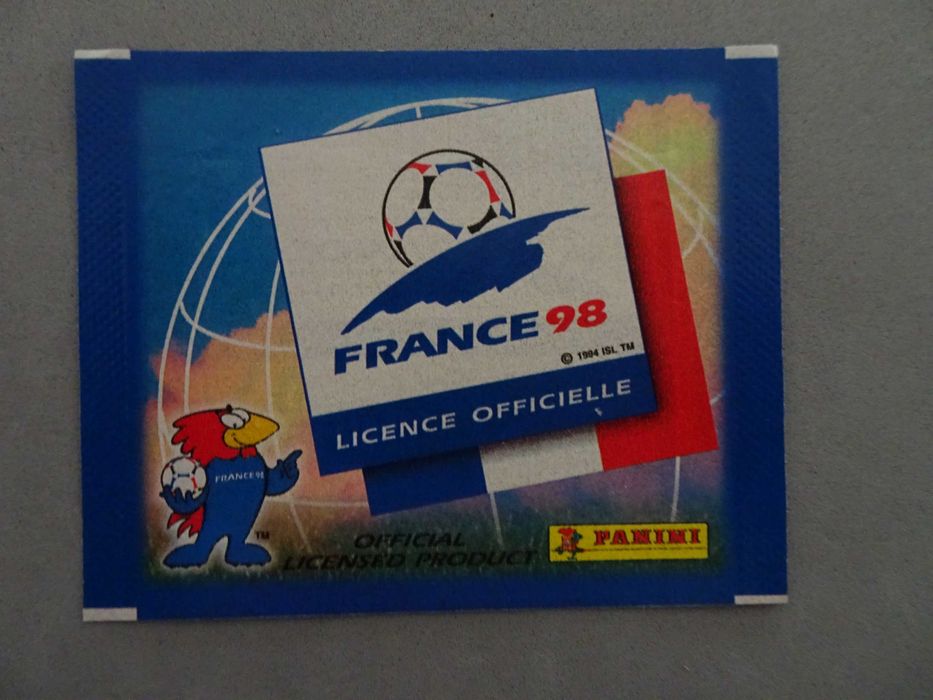 Carteira de cromos aberta e vazia de futebol - France 98 Panini