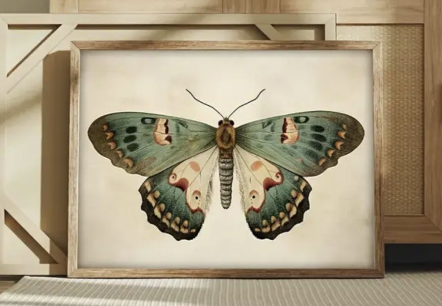 Plakat na materiale winylowym 40x50 Motyl Boho