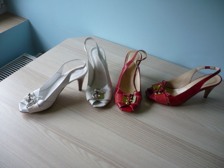 sandałki na lato szpilki impreza rozm. 37 nowe czerwone i białe