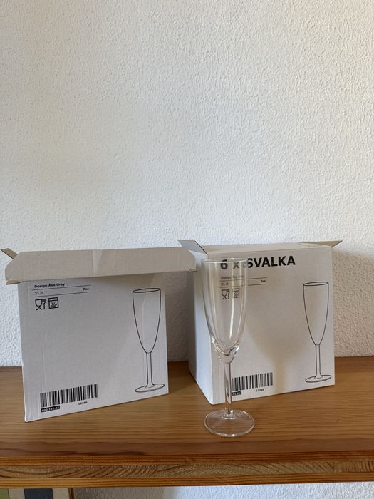 12 x copos de champanhe IKEA SVALKA, vidro transparente, 21 cl