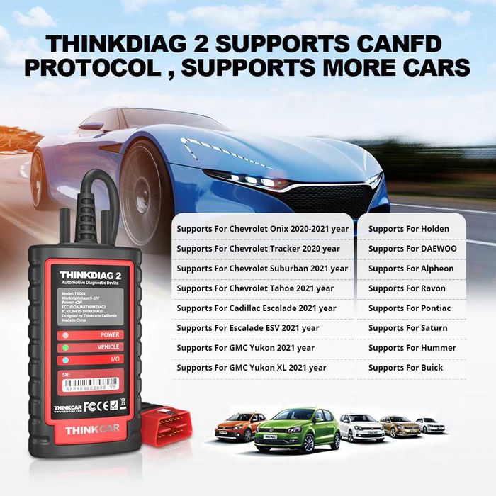 ThinkCar ThinkDiag 2 Maq Diagnóstico OBD todas Marcas/Funções (1 Ano)