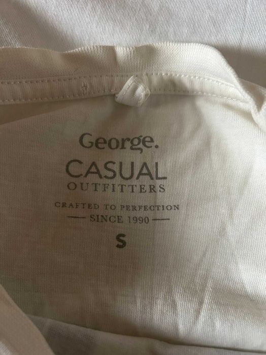 Męska biała koszulka - GEORGE Casual - S - OKAZJA