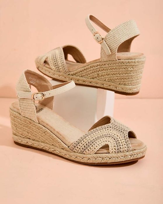 3 KOLORY 36 37 38 sandały 39 40 41 na koturnie cholewka pleciona haft