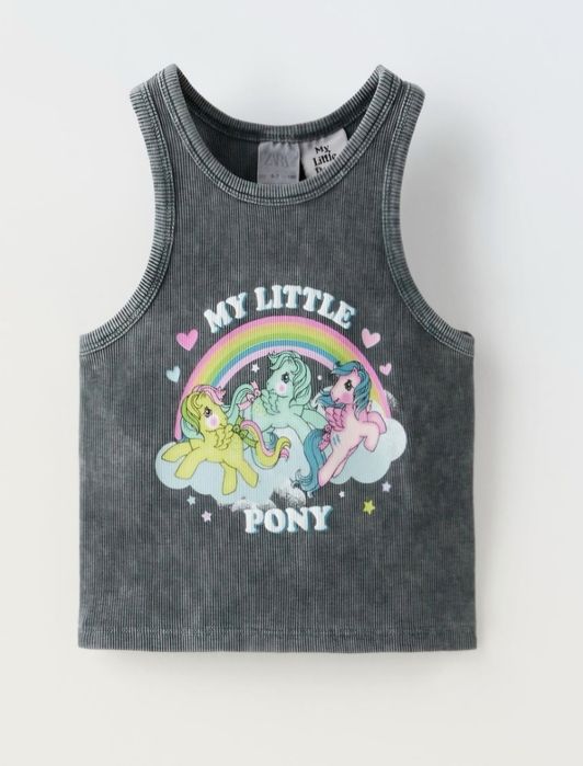 ZARA szary grafitowy top prążek My Little Pony r. 120