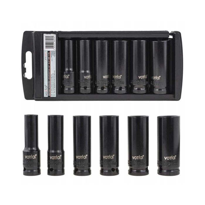 zestaw nasadek udarowych nasadki udarowe 1/2" 10-21 mm długie mocne