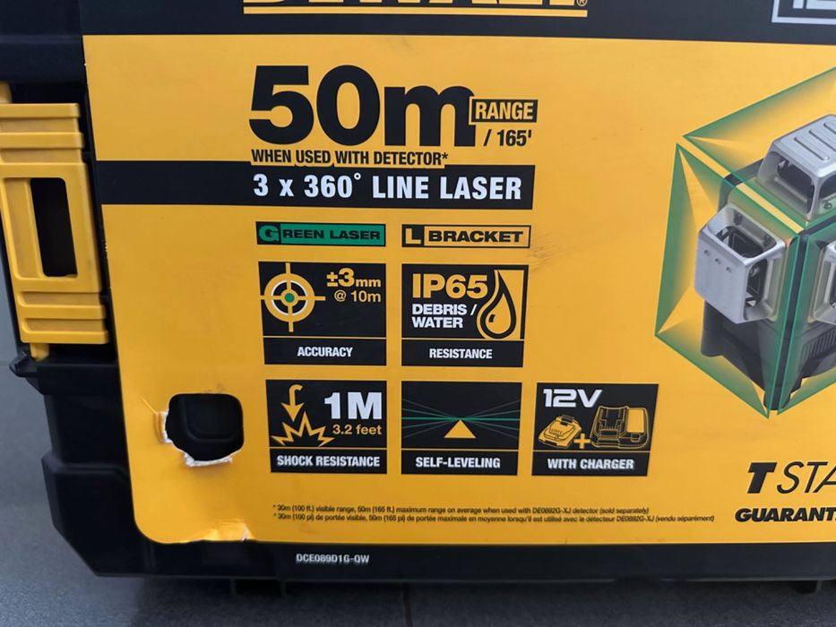 Nível Laser Autonivelante 3x360º Verde DeWalt DCE089D1G-QW Novo em Caixa c/Fatura Garantia