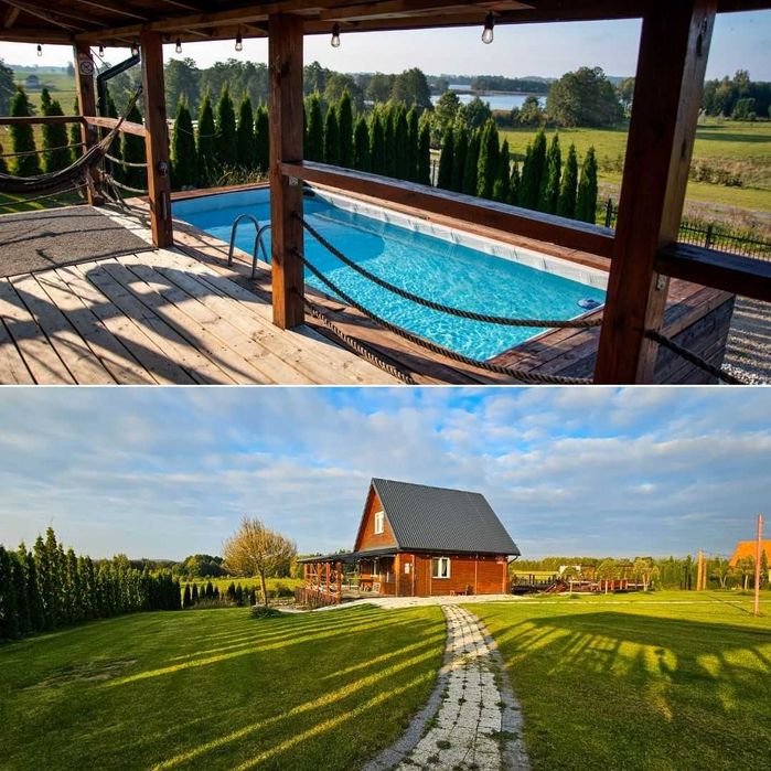 Domek z Basenem Mazury - dom do wynajęcia na wyłączność | jacuzzi i sauna w cenie | nad jeziorem | Wolny długi weekend 4-7.06