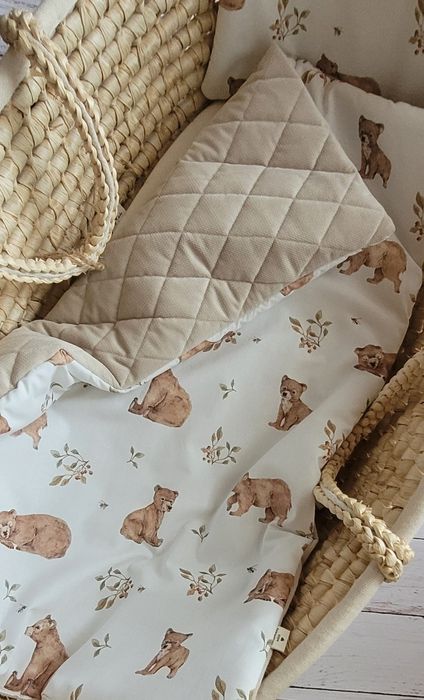 Pościel z wypełnieniem do gondoli kosza Mojżesza Premium Niedźwiadki