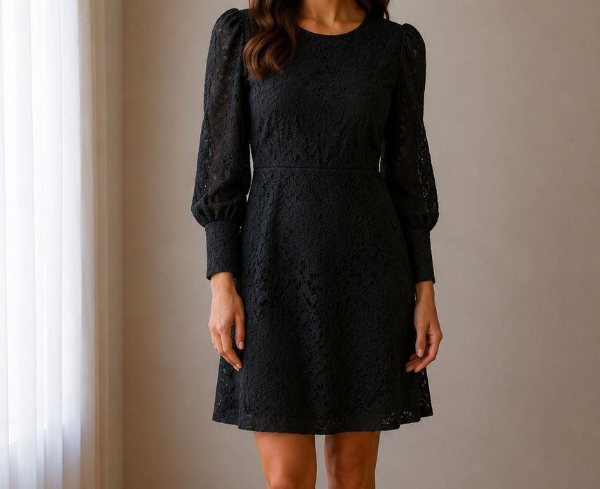 Czarna koronkowa sukienka H&M rozmiar 42