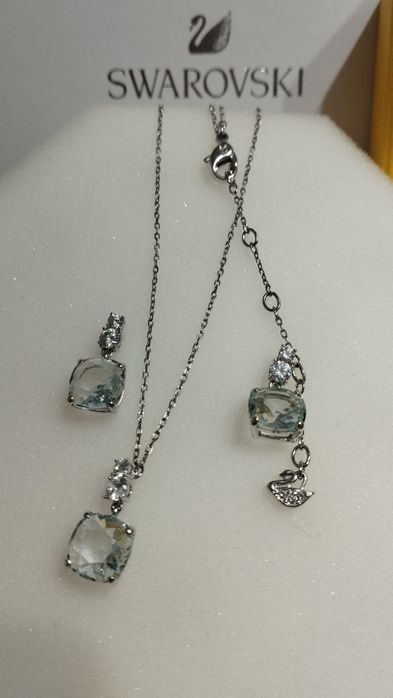 Swarovski zjawiskowy Oryginalny kolczyki naszyjniki zestaw duże oczko