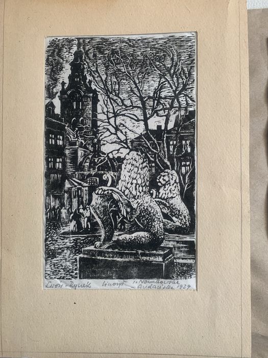 Zestaw grafik Lwów. Linoryt, grafika artystyczna, Irena Acedańska
