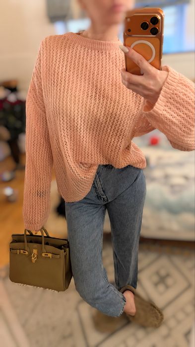 Обʼємна вʼязана напівпрозора кофта бренд overzise