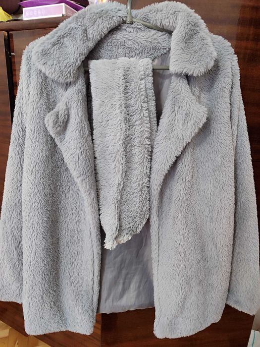 Еко шубка сірого кольору