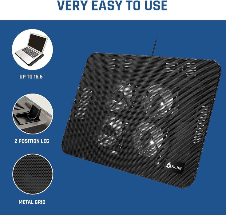 KLIM Serenity + Base de refrigeração para portátil + 10 a 17 polegadas + ideal para portáteis pequenos e médios
