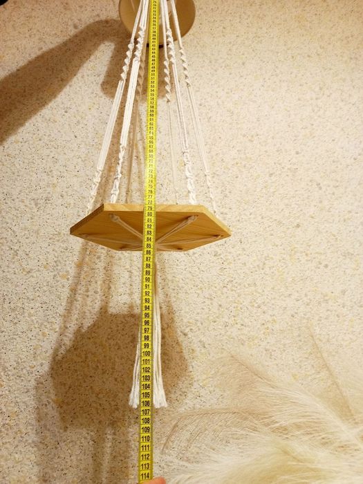 Підвісна полиця для квітів макраме бохо біла кашпо кошик плетений