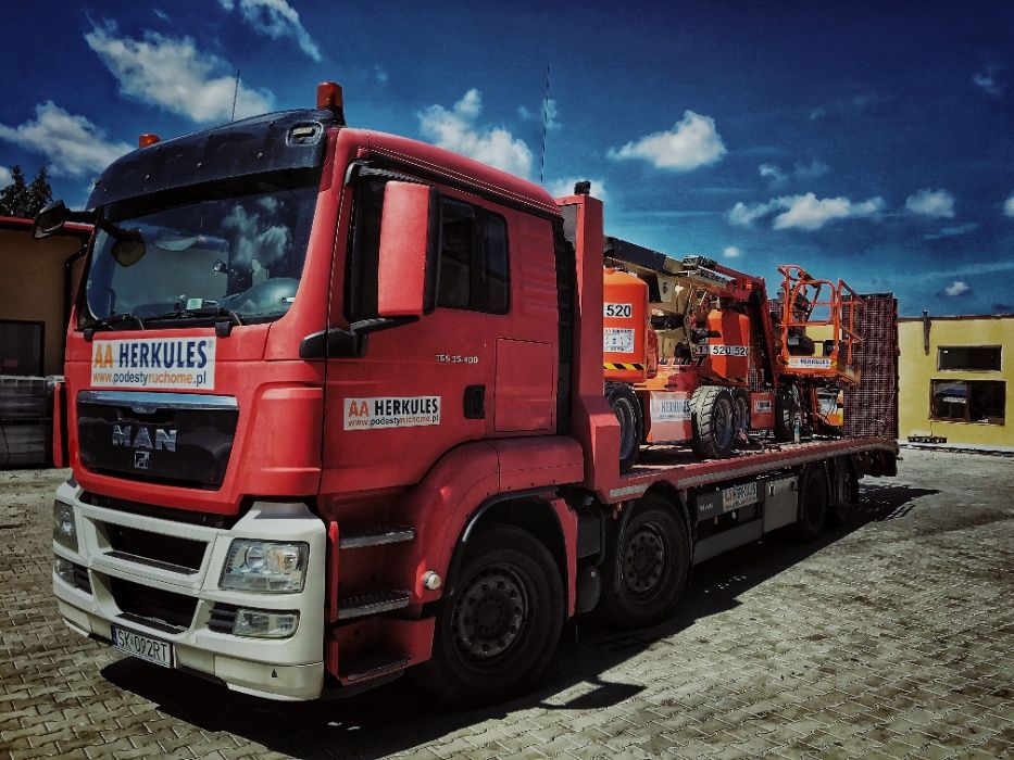 Wynajem podnośnika zwyżki podestów ruchomych ładowarki AA HERKULES