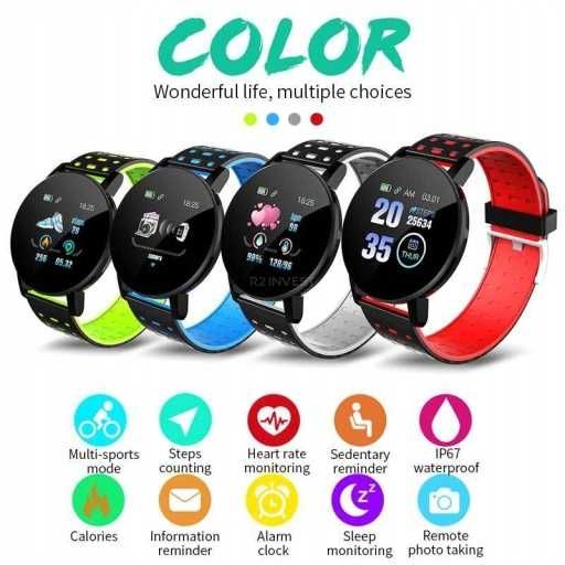 WIELOFUNKCYJNY Smartwatch czerwony Bluetooth ANRDOID IOS aplikacja PL