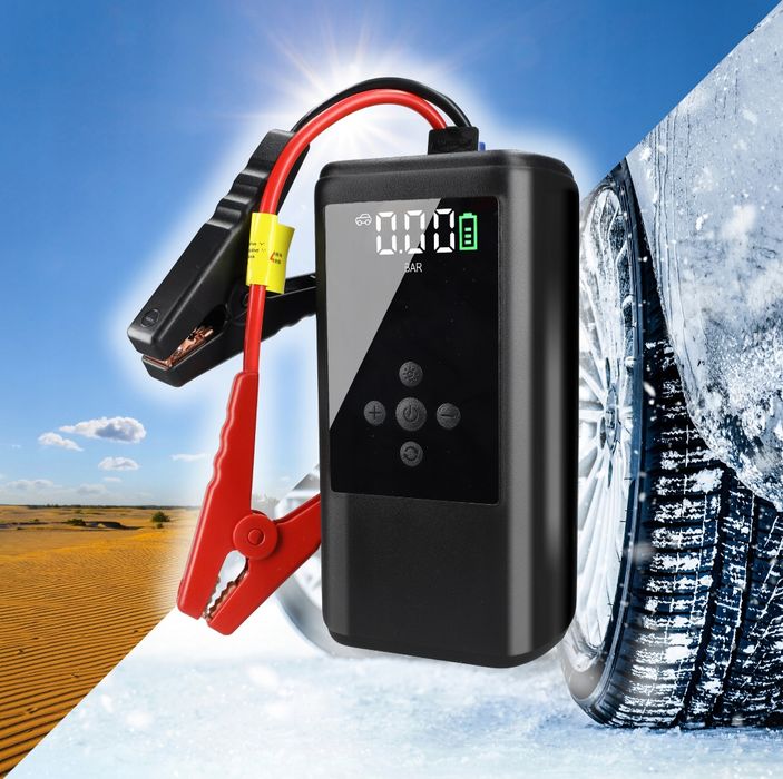 Booster + kompresor 2w1 | odpala auto | pompuje koła | powerbank