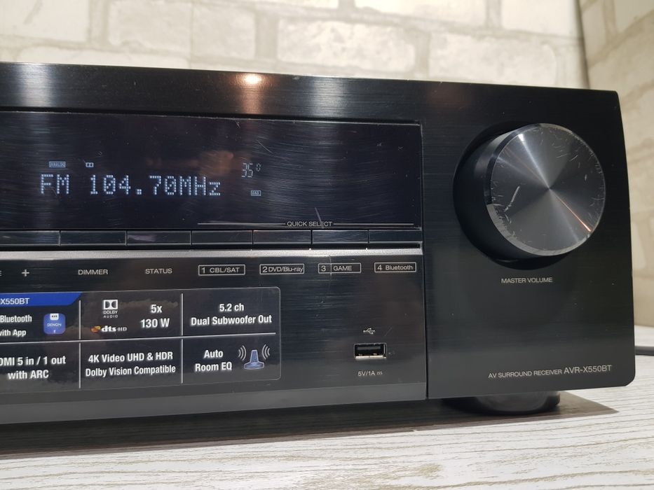 5.2 AV ресивер DENON AVR-X550BT, *5x90 Вт, HDMI, USB, Bluetooth, б/у