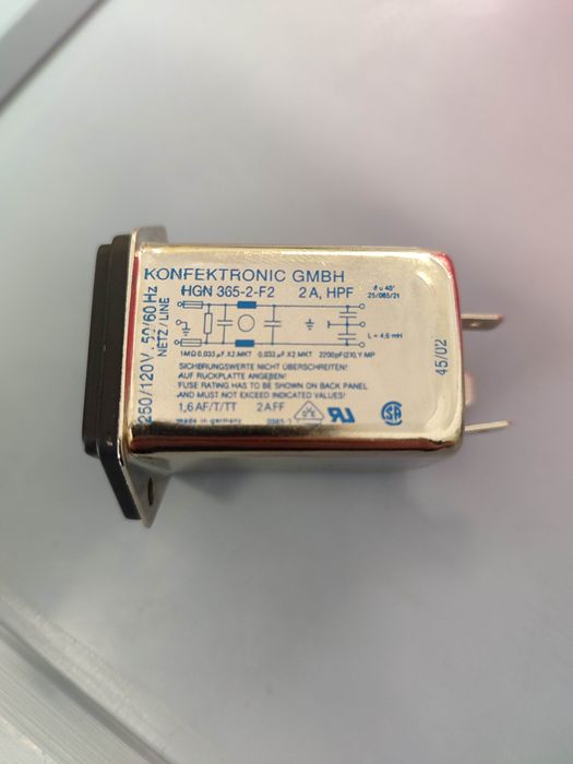 Filtr EMI RFI 250V 2A – Konfektronic HGN 365-2-F2 – sprawny