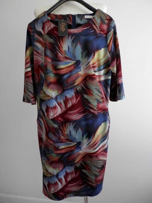 Sukienka Wizytowa Dżersejowa Jersey Kolory Ciepłe Wiskoza 44