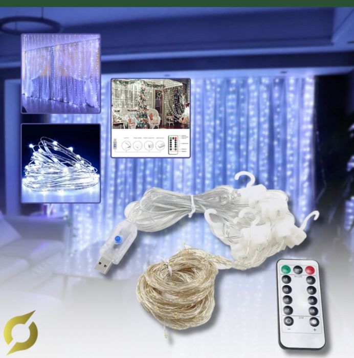 Kurtyna led. Kolor zimna biel