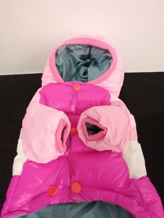 Casaco de inverno acolchoado para cães, com capuz e botões de pressão