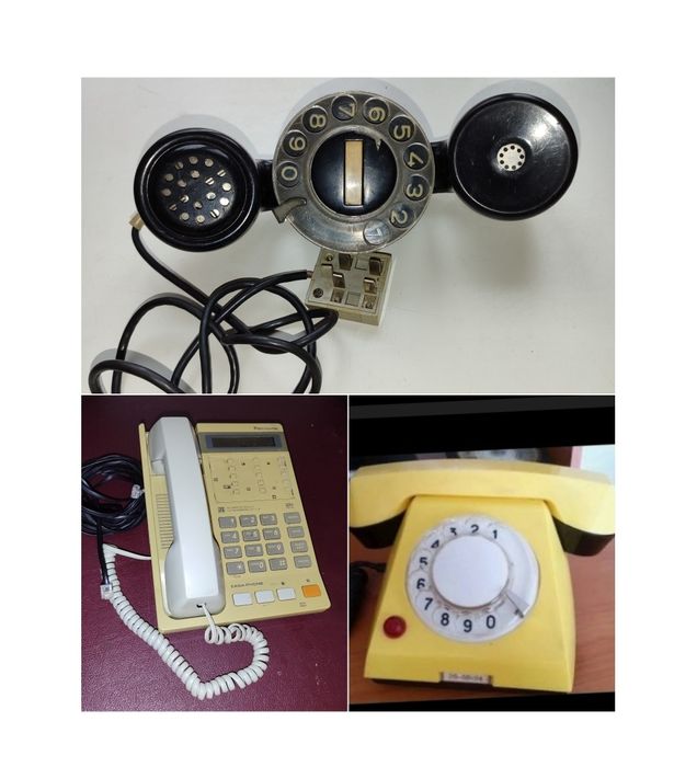 Телефоны стационарные, дисковый, кнопочный, трубка переносная