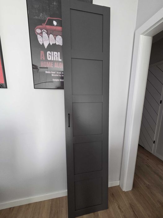 Drzwi szafy pax, fronty pax ciemnoszare 50x229 z uchwytami