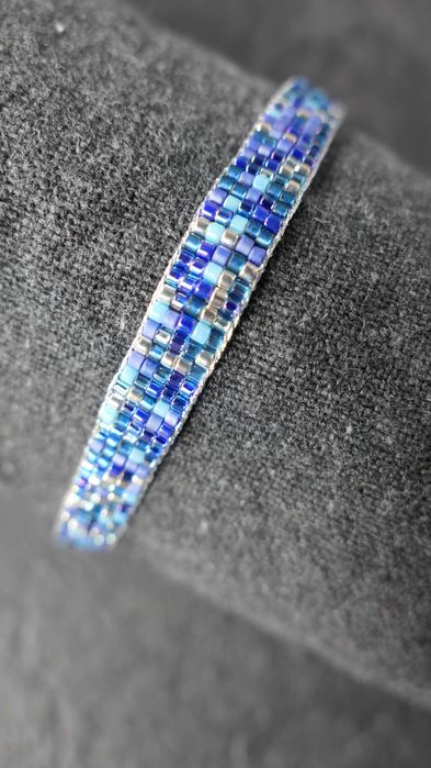 Bransoletka handmade z koralików Miyuki „Skrzący Się Ocean”