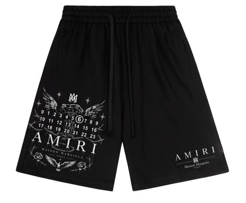 Шорты Maison Margela paris x Amiri Logo колоборация мейсон марждели и амири цвет черный Новинка