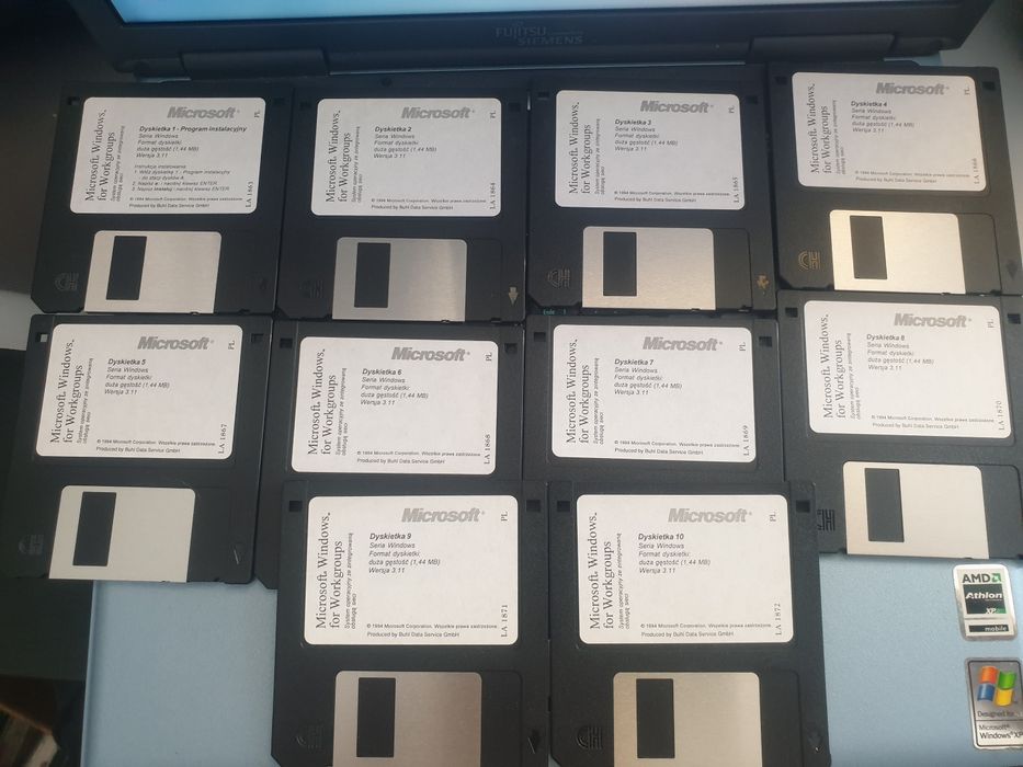 Microsoft Windows 3.11 na dyskietkach 3.5 10 szt.