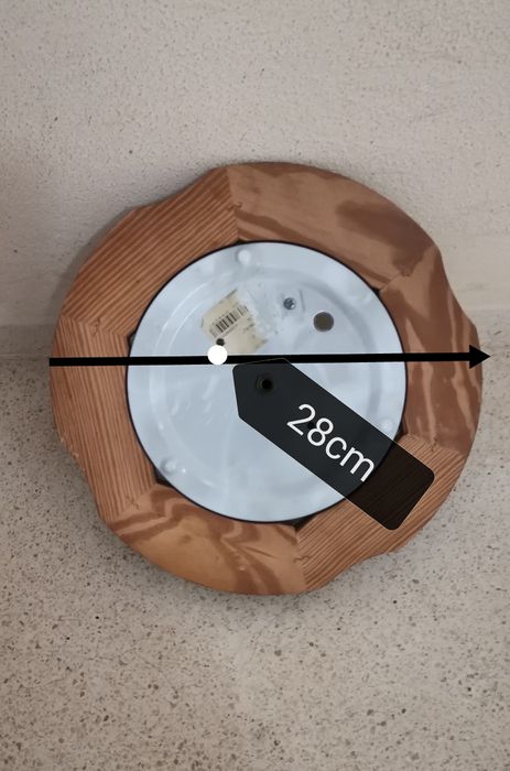 Candeeiro de teto em madeira e vidro 28cm diâmetro