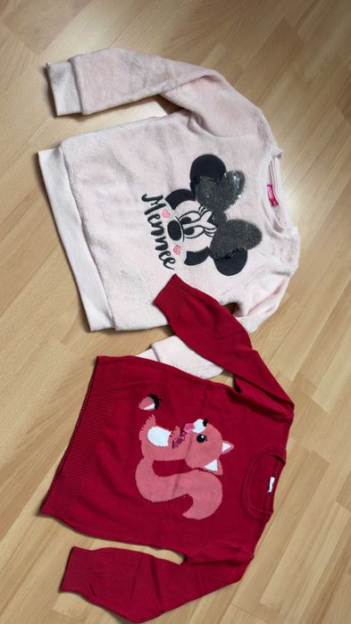 Zestaw ciepła bluza i sweterek z wiewiórką rozmiar 116cm