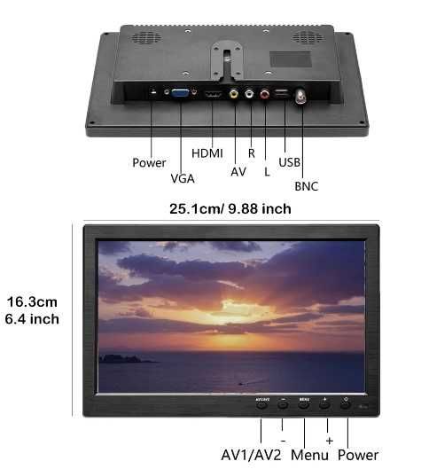 7" or 10.1" Portable 720p Monitor with VGA, HDMI, AV, USB64739691344899122