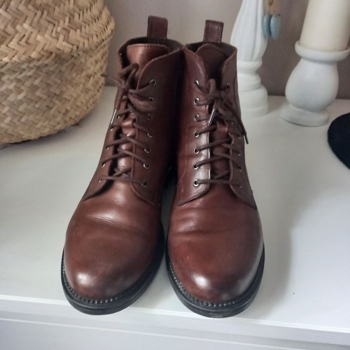 Brązowe buty botki ze skóry naturalnej 38