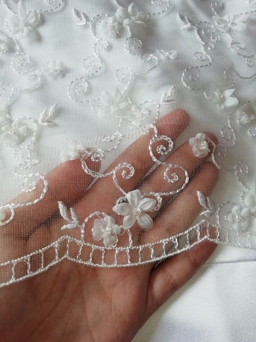 Vestido Comunhão Solene Profissão de Fé c/ Saiote Coroa e Bolsinha