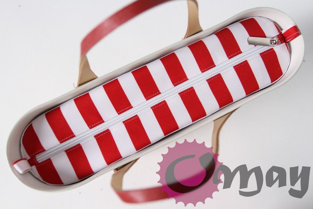 Biały organizer do OBAG MINI pasy czerwone 2 kieszenie wkład OMAY