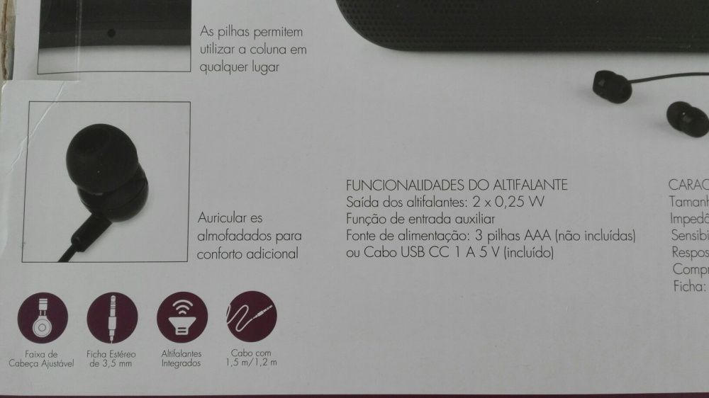 Conjunto audio coluna e auscultadores