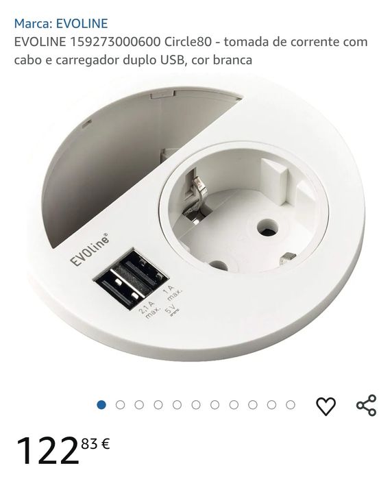 Tomada Evoline Circle 80 com USB e type-C