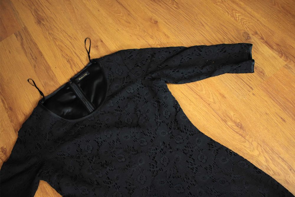 Sukienka Massimo Dutti r. 40 czarna długa rękaw 3/4