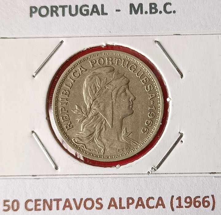 4 Moedas Portuguesas da 2⁰ República 50 Centavos ( Alpaca )