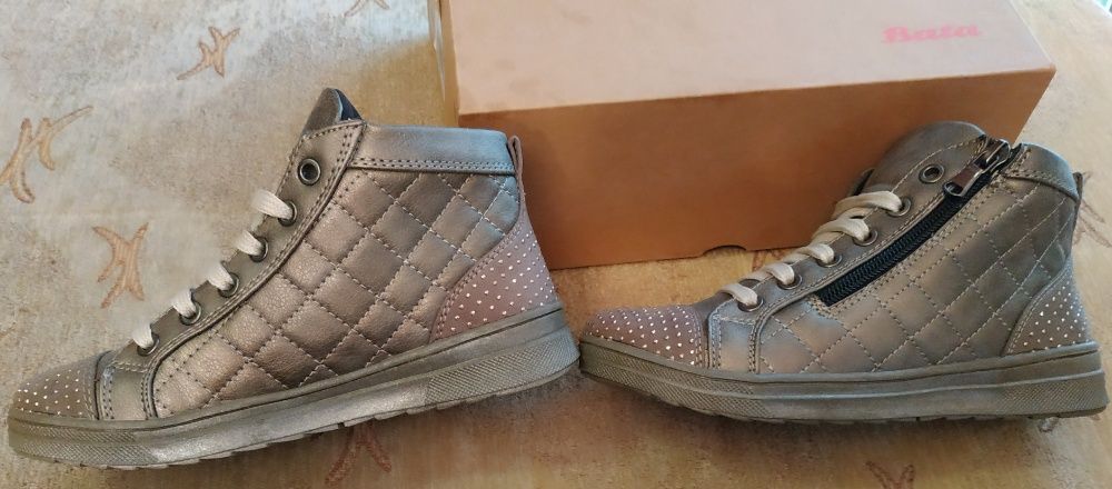 NOWE BUTY Bata R.34 Brąz - Oryginalne - Zdobione - Zamek - Sznurówki