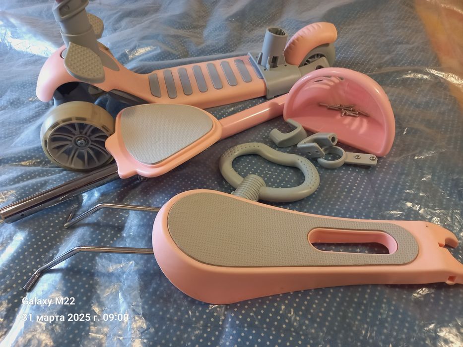 Новый самокат трехколесный 5 в 1 Scooter Pastel My Go 2021  с род. руч